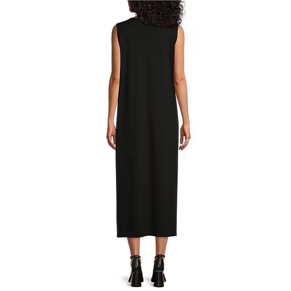 Bryn Walker Piers Modal Ponte Round Neck Midi Dress Black Medium View 2